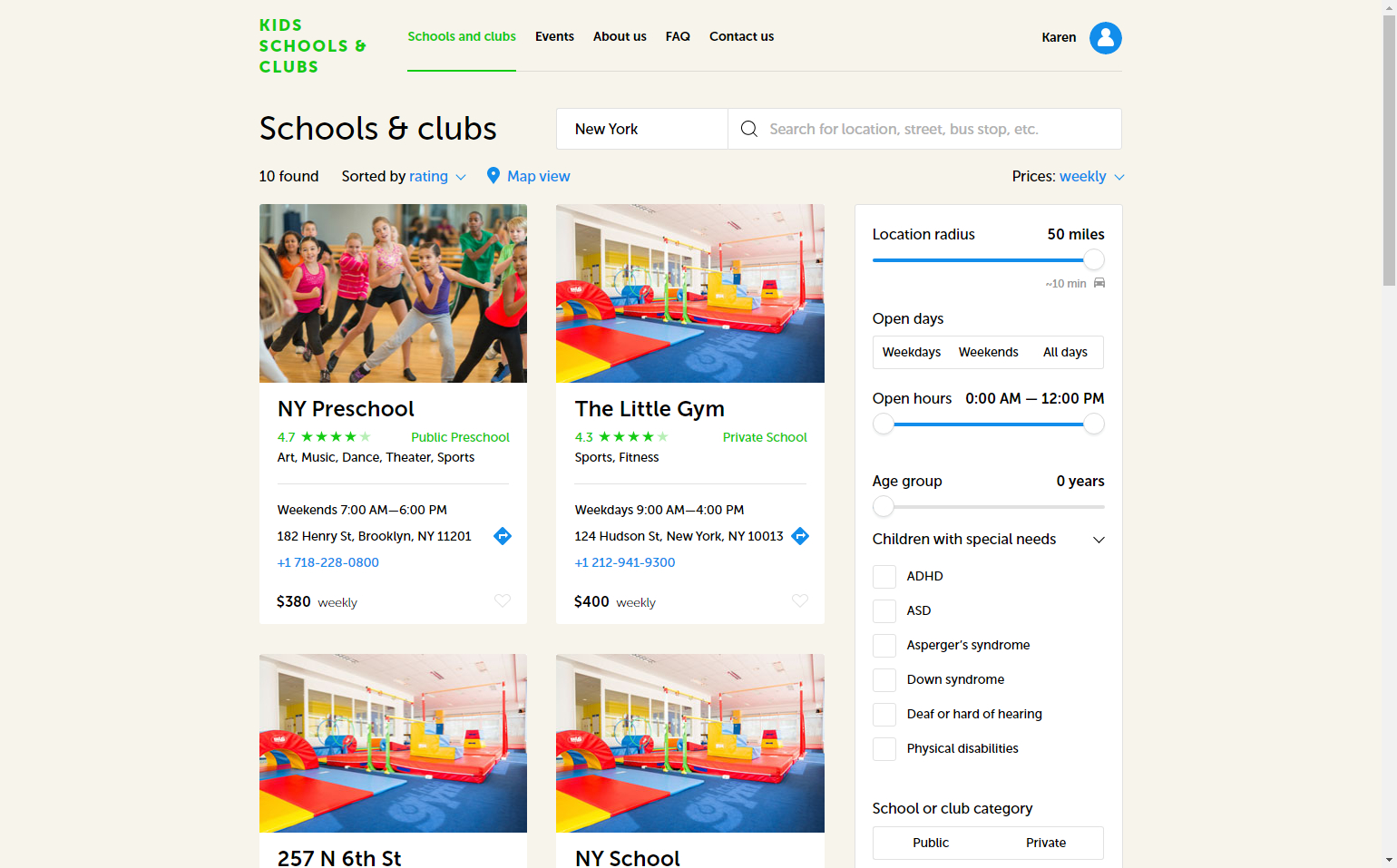 Schools & Clubs Template