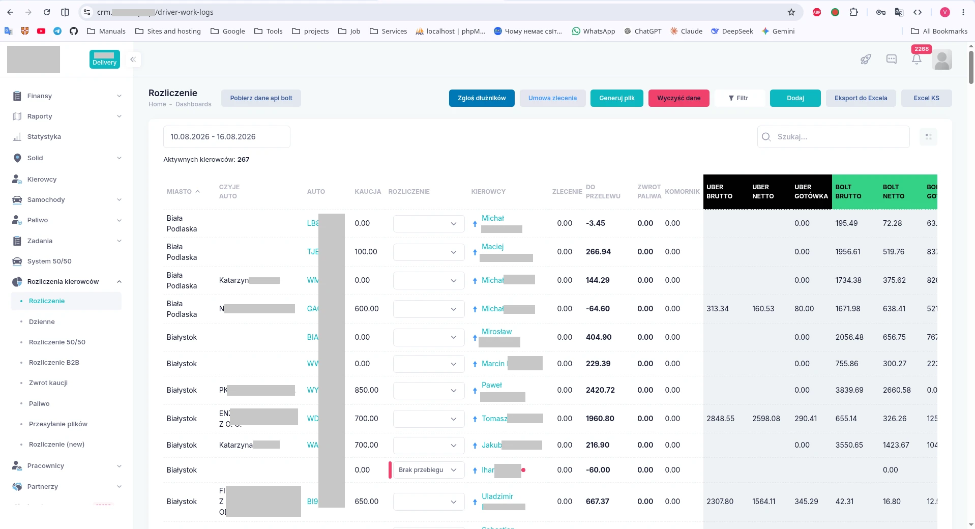 Taxi company internal CRM